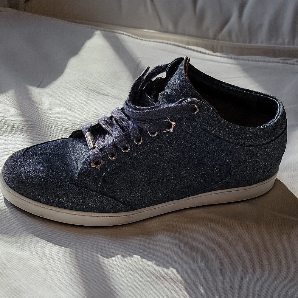 Jimmy Choo Navy Glitter Sneakers